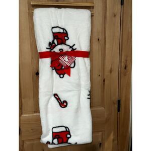 Hello Kitty & Friends Candy Cane White Faux Rabbit Fur Throw 50X70 Inches NWT